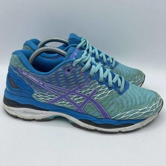 ASICS Gel Nimbus 18 Women’s Size 9.5 D Running Shoes T651N Blue & Purple - Picture 4 of 10